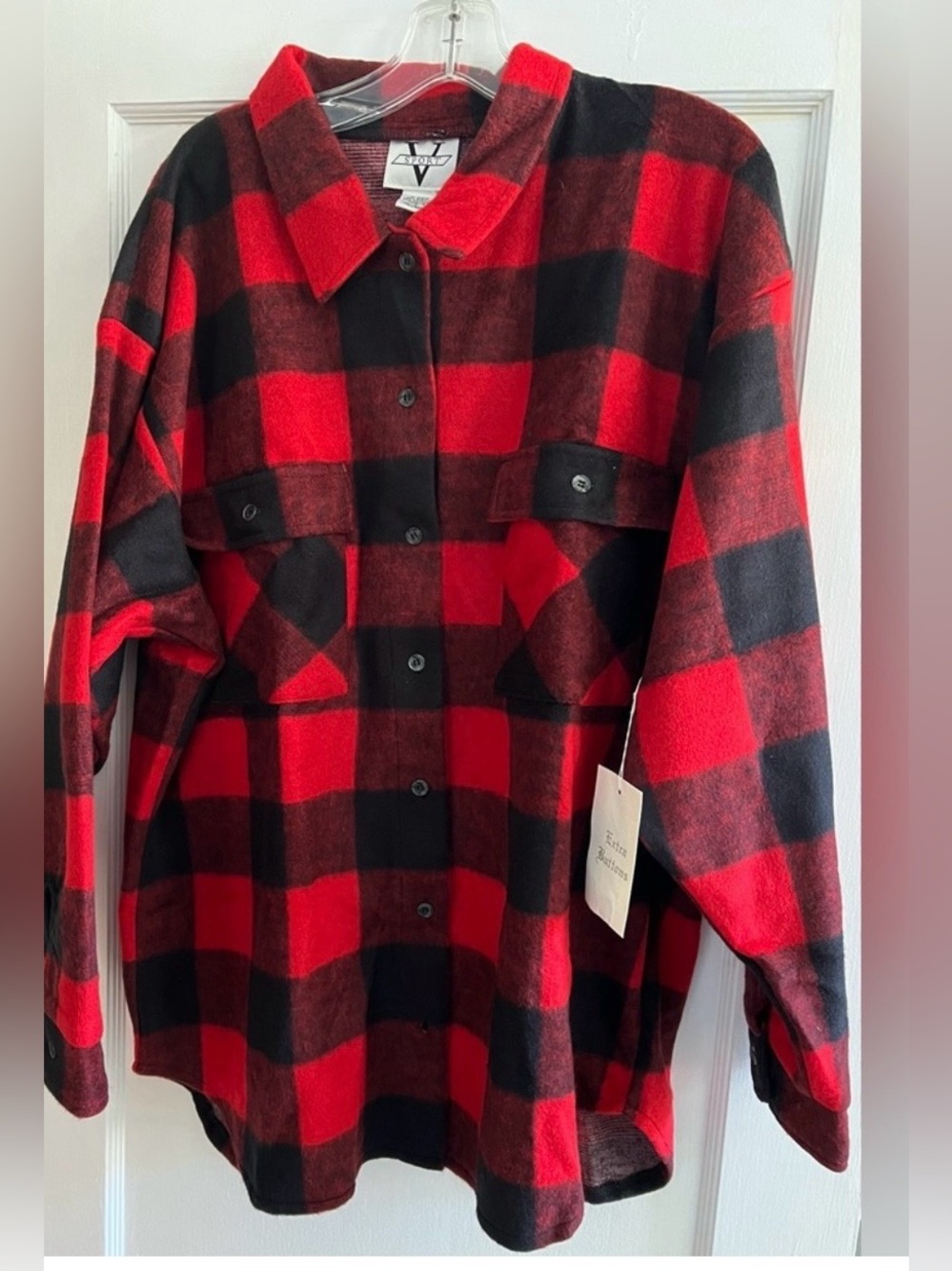 VTG 1994 Victoria’s Secret V Sport Buffalo Plaid Flannel Shirt Oversized L NWT